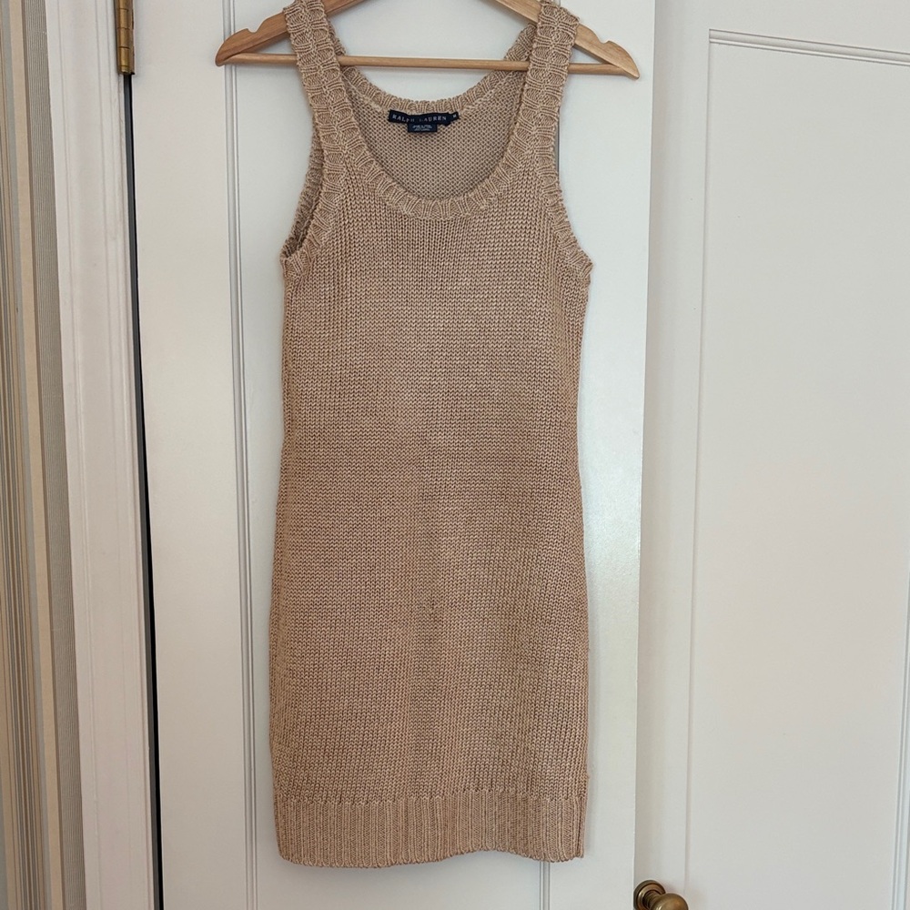 Ralph Lauren Beige Knit Tank Mini Dress
